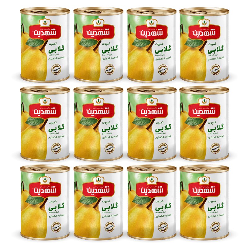کمپوت گلابی شهدین - 370 گرم بسته 12 عددی