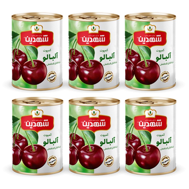 کمپوت آلبالو شهدین - 370 گرم بسته 6 عددی