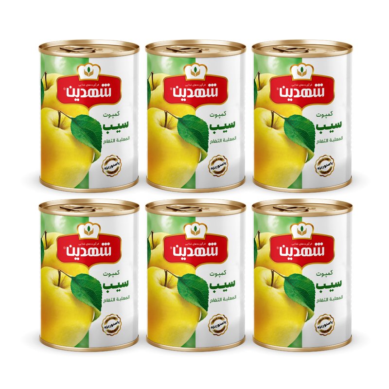 کمپوت سیب شهدین - 370 گرم بسته 6 عددی